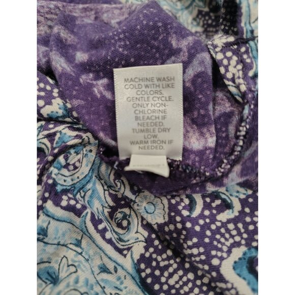 Pure Jill Purple Paisley Balloon Sleeve Blouse Size Medium Tall Boho - Picture 4 of 9